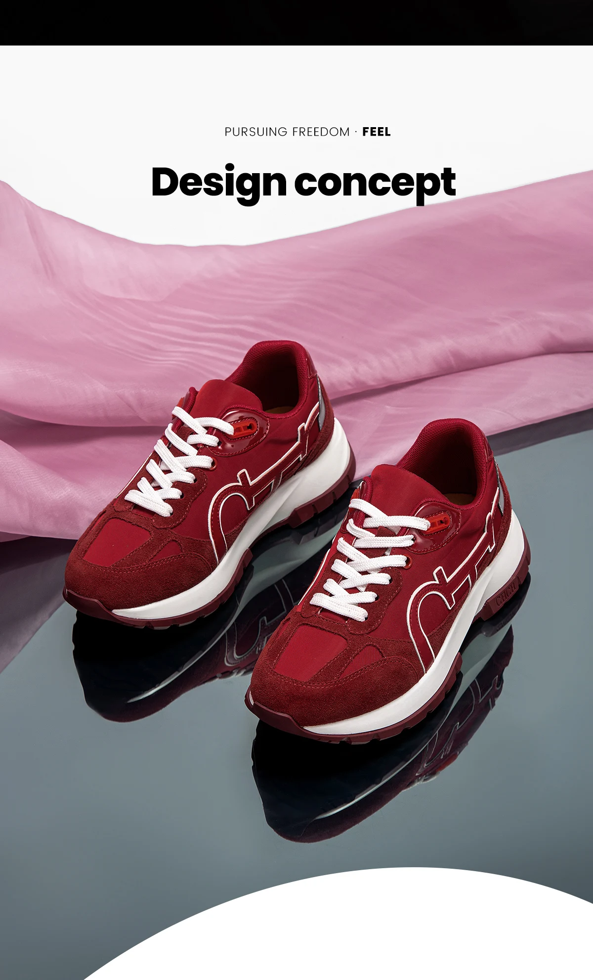 CHCH Women's Casual Shoes 2024 New Wine Red Retro Cow Leather Splicing Design Walking Shoes Skeleton Correction