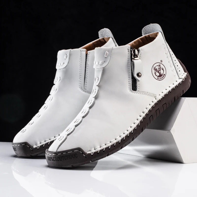 FLYLAND Men'S Fashion Vintage Classical Handmade Dress Boot Chukka Boot Daily Casual Work Office Shoe