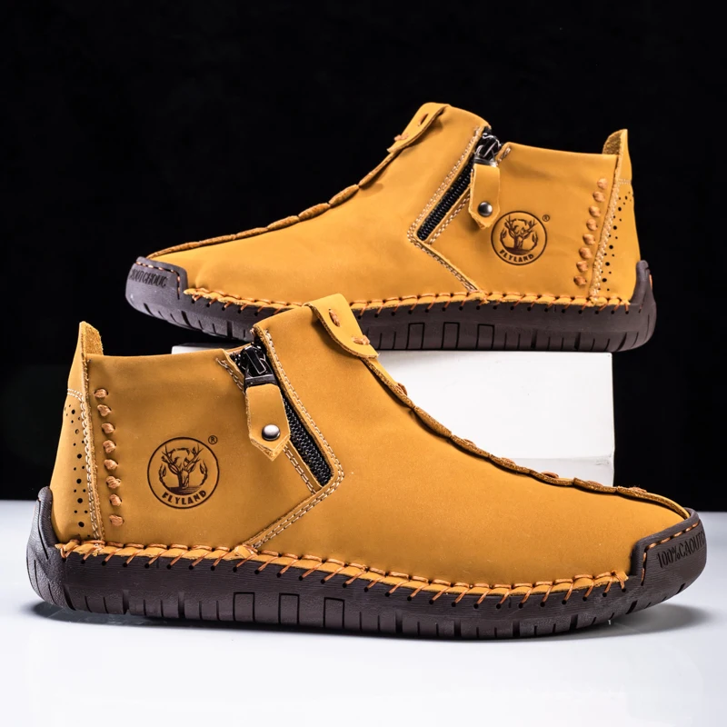 FLYLAND Men'S Fashion Vintage Classical Handmade Dress Boot Chukka Boot Daily Casual Work Office Shoe