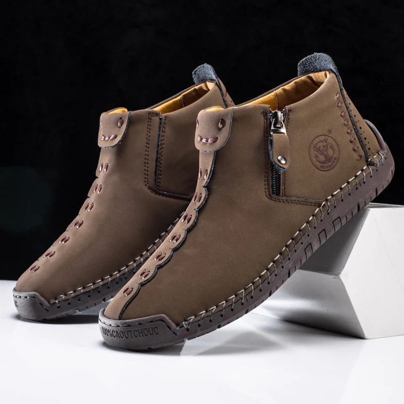 FLYLAND Men'S Fashion Vintage Classical Handmade Dress Boot Chukka Boot Daily Casual Work Office Shoe