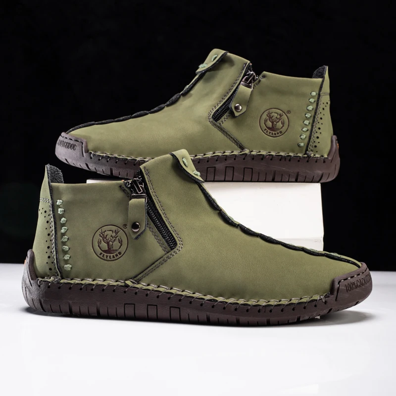 FLYLAND Men'S Fashion Vintage Classical Handmade Dress Boot Chukka Boot Daily Casual Work Office Shoe