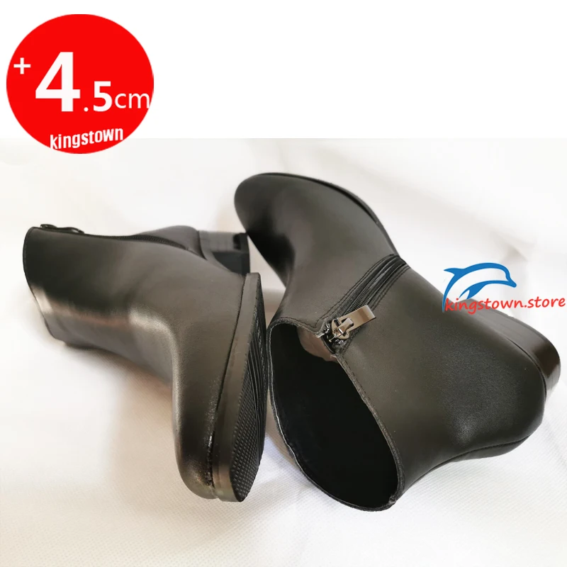Boots Chelsea Leather Men Ankle Shoes Wedding Formal Man Business Winter Warm Height Increase 5cm