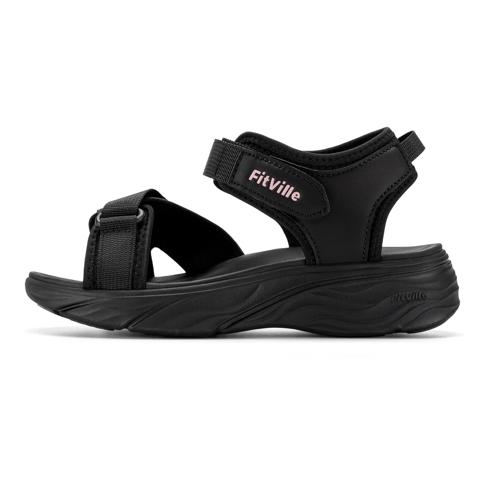 FitVille Wide Women'S Platform Sandals Summer Walking Sandals For Women With Adjustable Closures With Arch Support & Cushioning