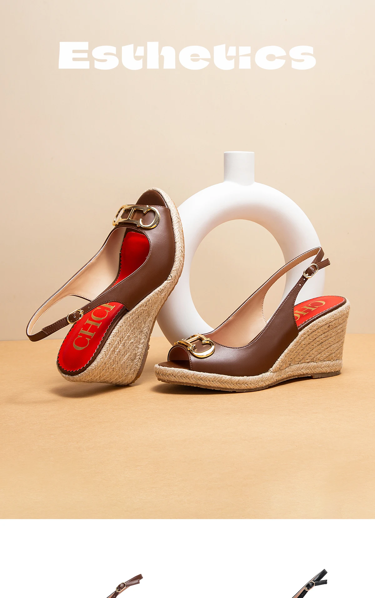 sandals summer women's casual shoes Gold INITIALS INSIGNIA PU LEATHER WEDGES Luxury brand wedge shoeses