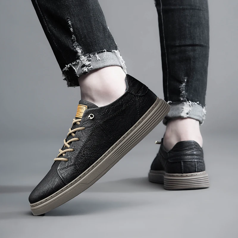 Italian Brand Black Genuine Leather Oxford Shoes UNISEX Casual Shoes Lace Up Flat Sneakers Luxury Shoes for Men Big Size: 36-47