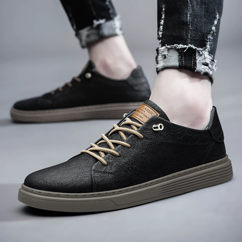 Italian Brand Black Genuine Leather Oxford Shoes UNISEX Casual Shoes Lace Up Flat Sneakers Luxury Shoes for Men Big Size: 36-47