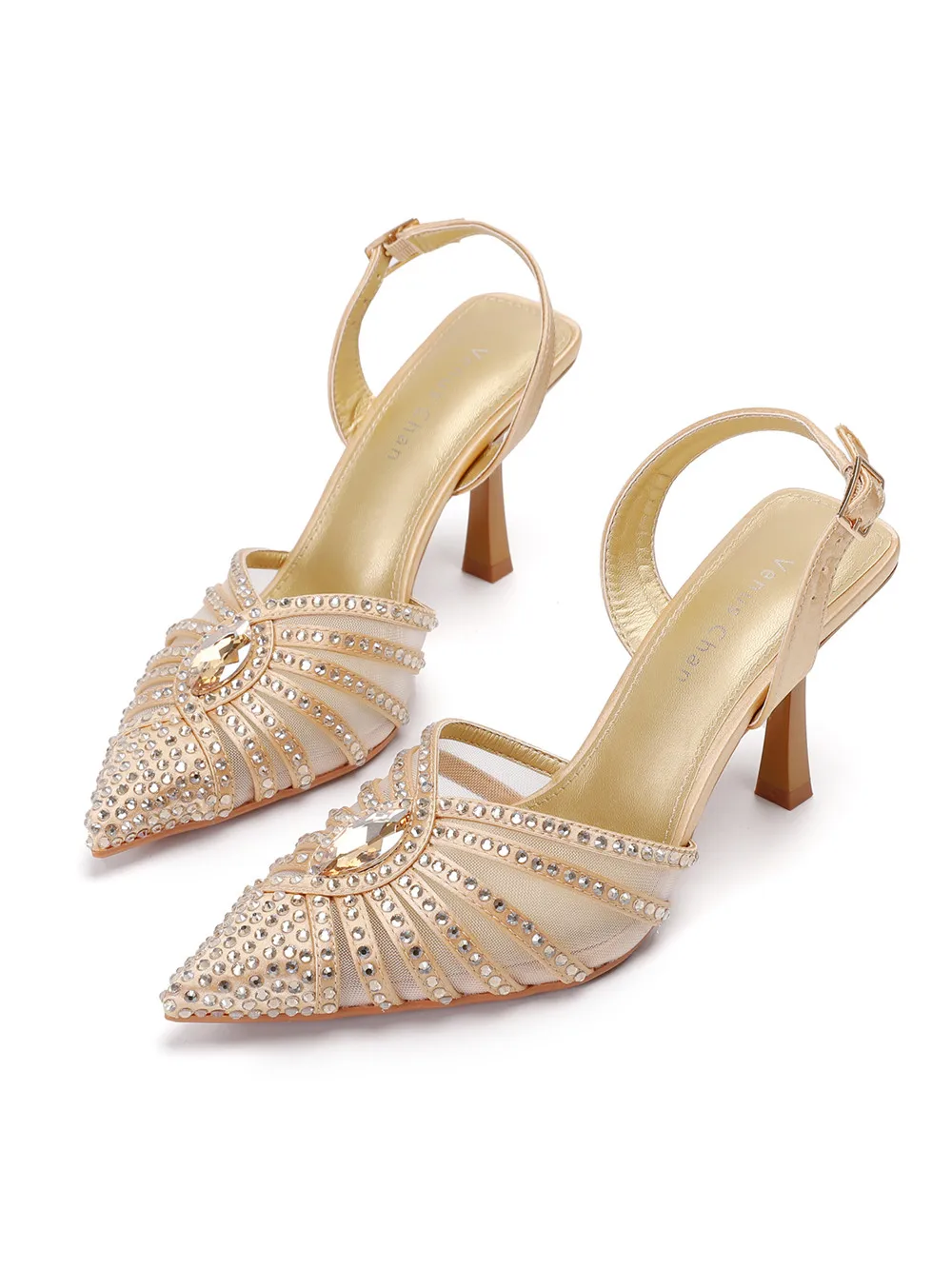 2026 Elegant Fruit Green Women's Heels and Rhinestone Handbag Set - Italian Design for Weddings and Parties