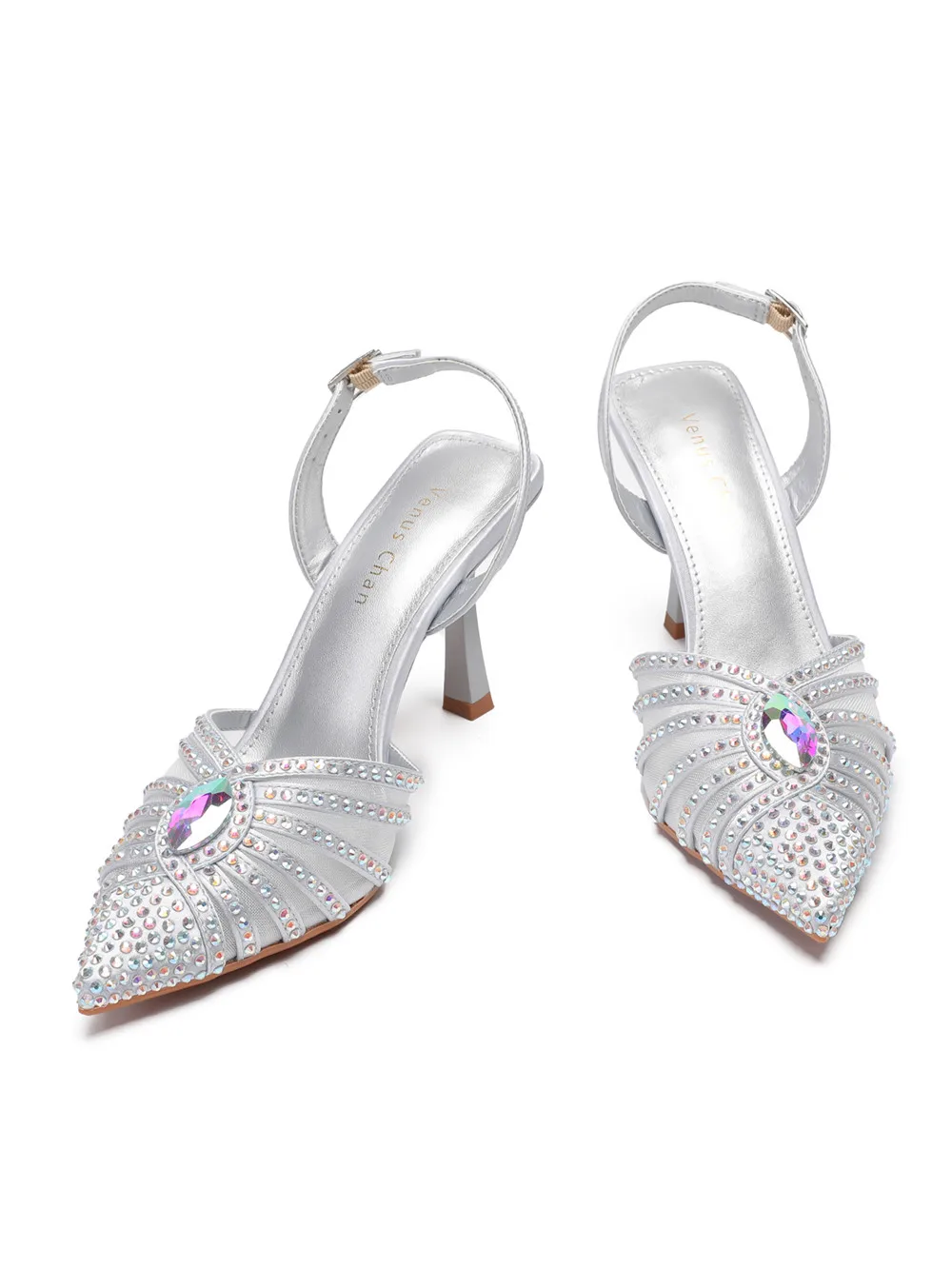 2026 Elegant Fruit Green Women's Heels and Rhinestone Handbag Set - Italian Design for Weddings and Parties