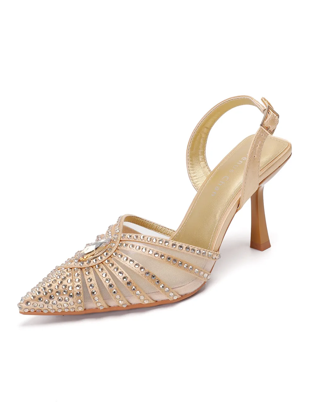 2026 Elegant Fruit Green Women's Heels and Rhinestone Handbag Set - Italian Design for Weddings and Parties