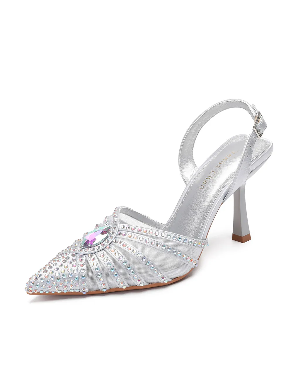 2026 Elegant Fruit Green Women's Heels and Rhinestone Handbag Set - Italian Design for Weddings and Parties