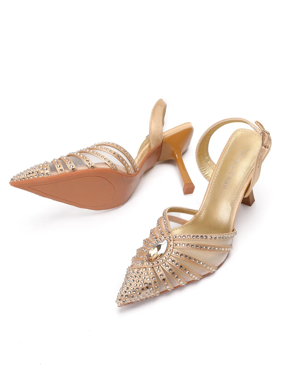 2026 Elegant Fruit Green Women's Heels and Rhinestone Handbag Set - Italian Design for Weddings and Parties
