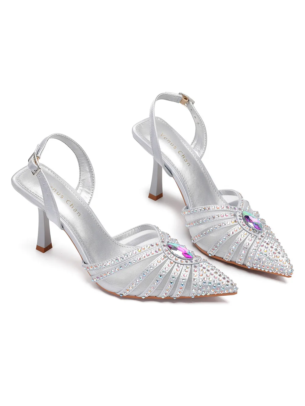 2026 Elegant Fruit Green Women's Heels and Rhinestone Handbag Set - Italian Design for Weddings and Parties
