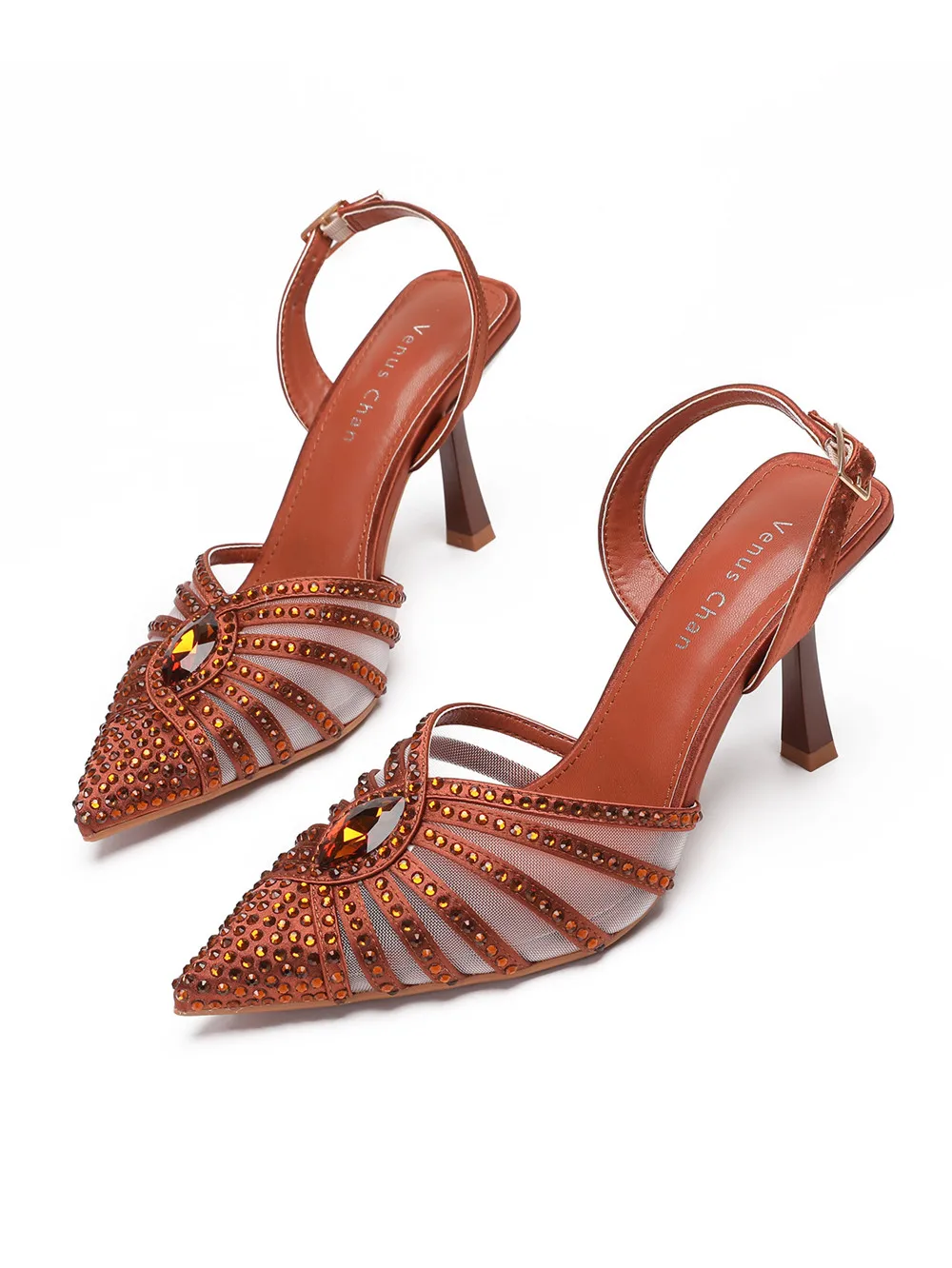 2026 Elegant Fruit Green Women's Heels and Rhinestone Handbag Set - Italian Design for Weddings and Parties