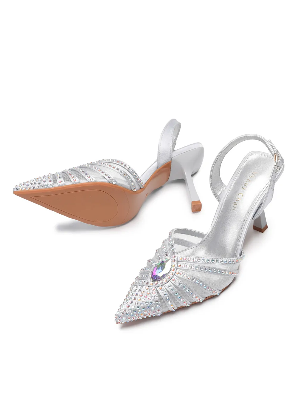 2026 Elegant Fruit Green Women's Heels and Rhinestone Handbag Set - Italian Design for Weddings and Parties