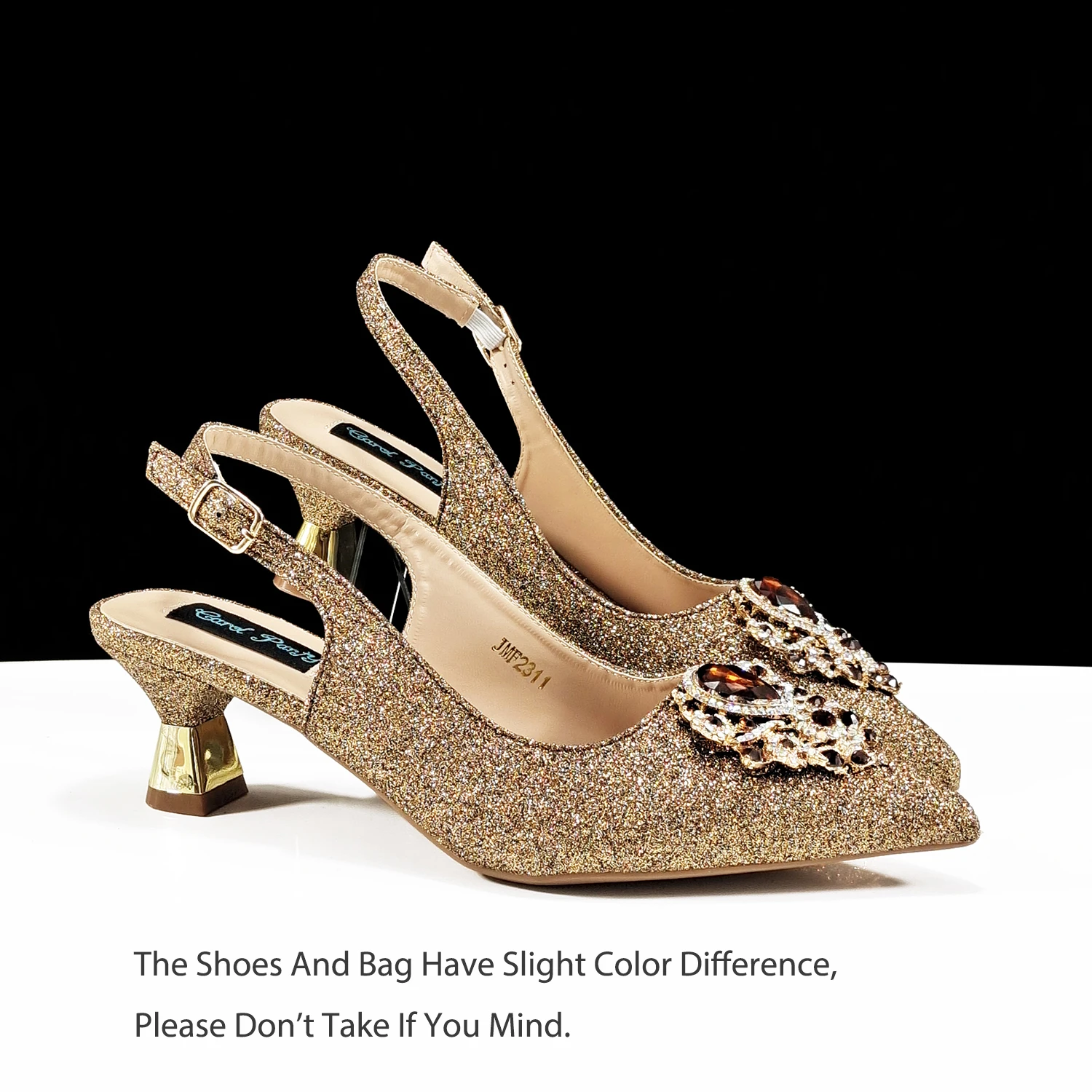 QSGFC Italian Design Magenta Color Pointed Toe Shoe & Bag Set Rhinestone Luxury Women's High Heels for Party Wedding