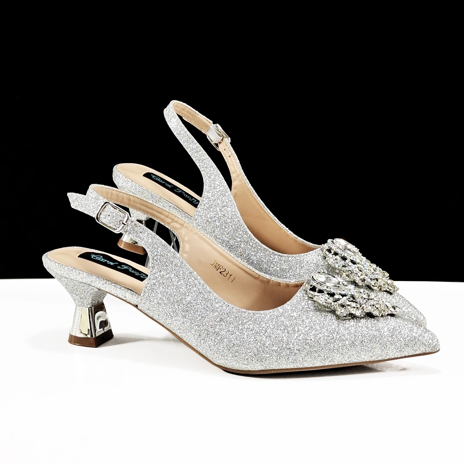 QSGFC Italian Design Magenta Color Pointed Toe Shoe & Bag Set Rhinestone Luxury Women's High Heels for Party Wedding