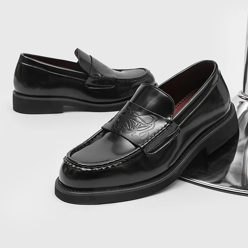 High quality men's leather shoe British designer style Party Leisure Business daily work Plus Size Black loafers 38-46 Hot