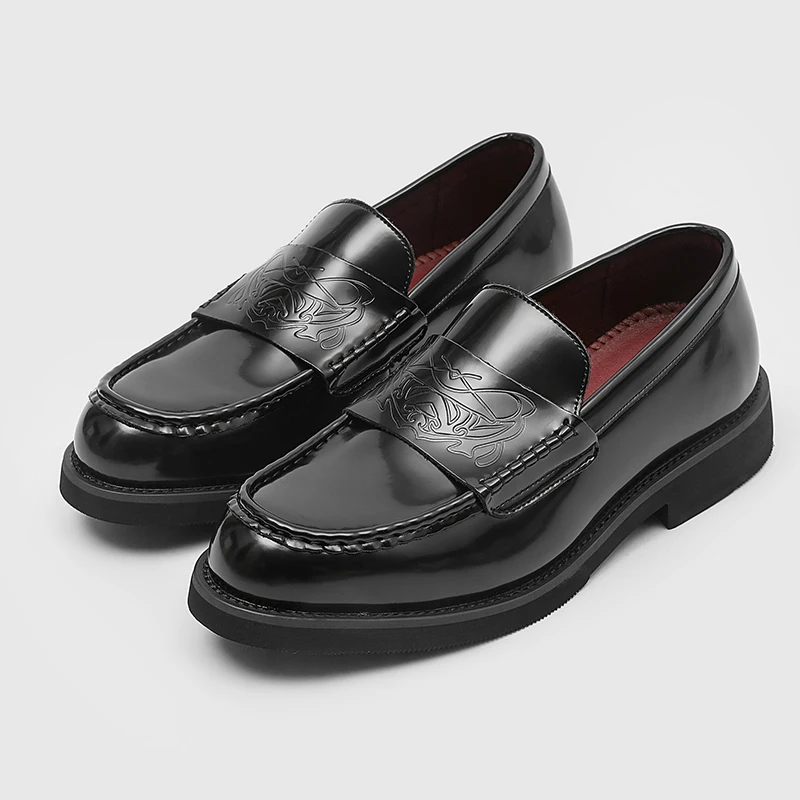 High quality men's leather shoe British designer style Party Leisure Business daily work Plus Size Black loafers 38-46 Hot