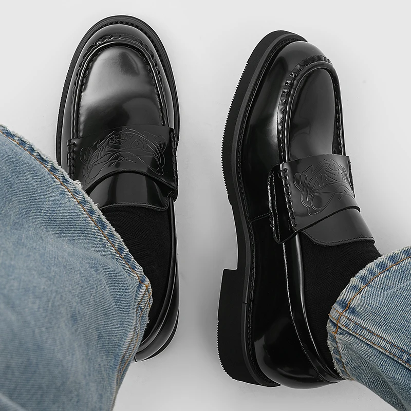 High quality men's leather shoe British designer style Party Leisure Business daily work Plus Size Black loafers 38-46 Hot