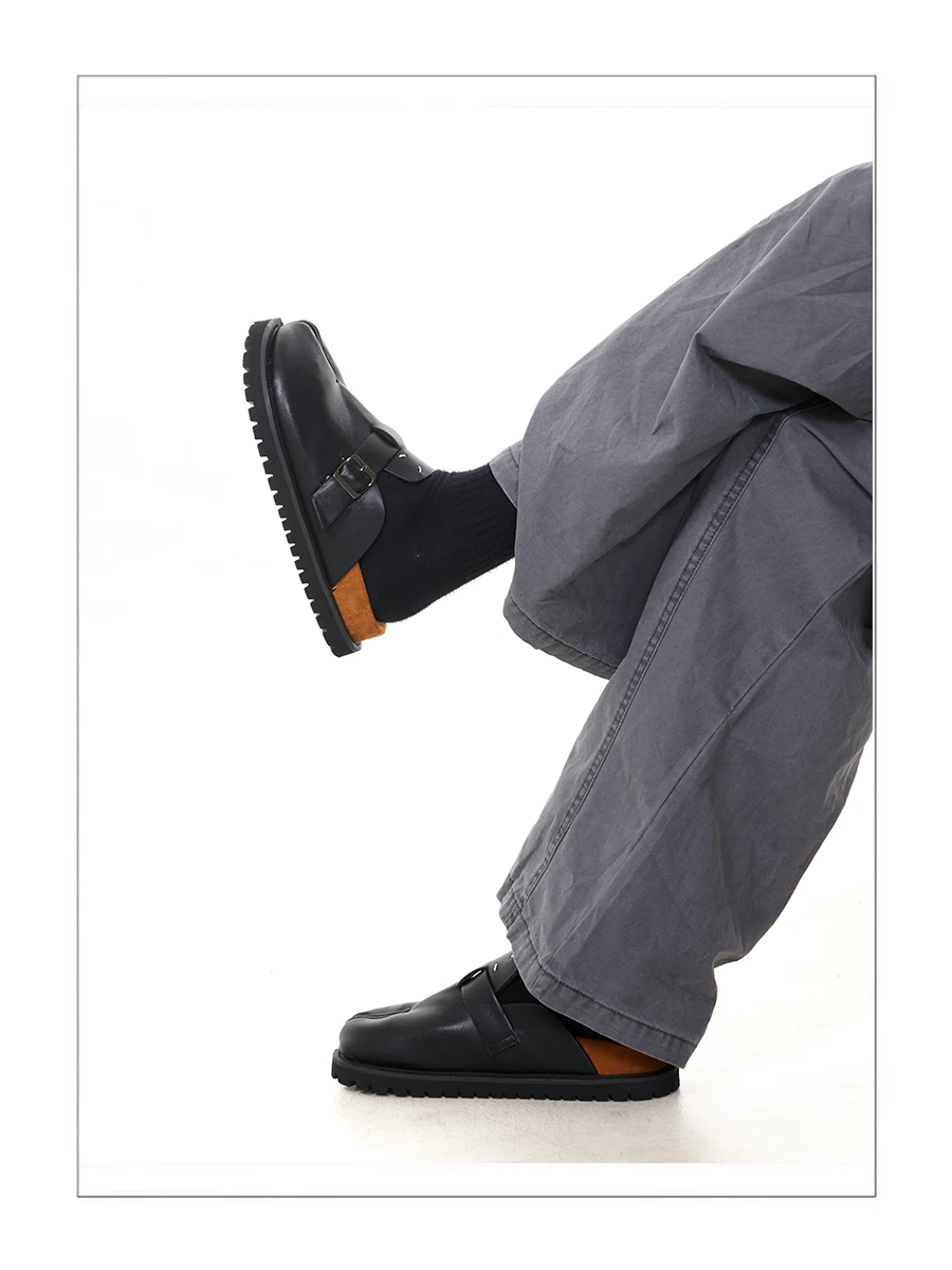 New Tabi shoes men's and women's leather slippers breathable split toe shoes thick soled Boken shoes with a sense of luxury