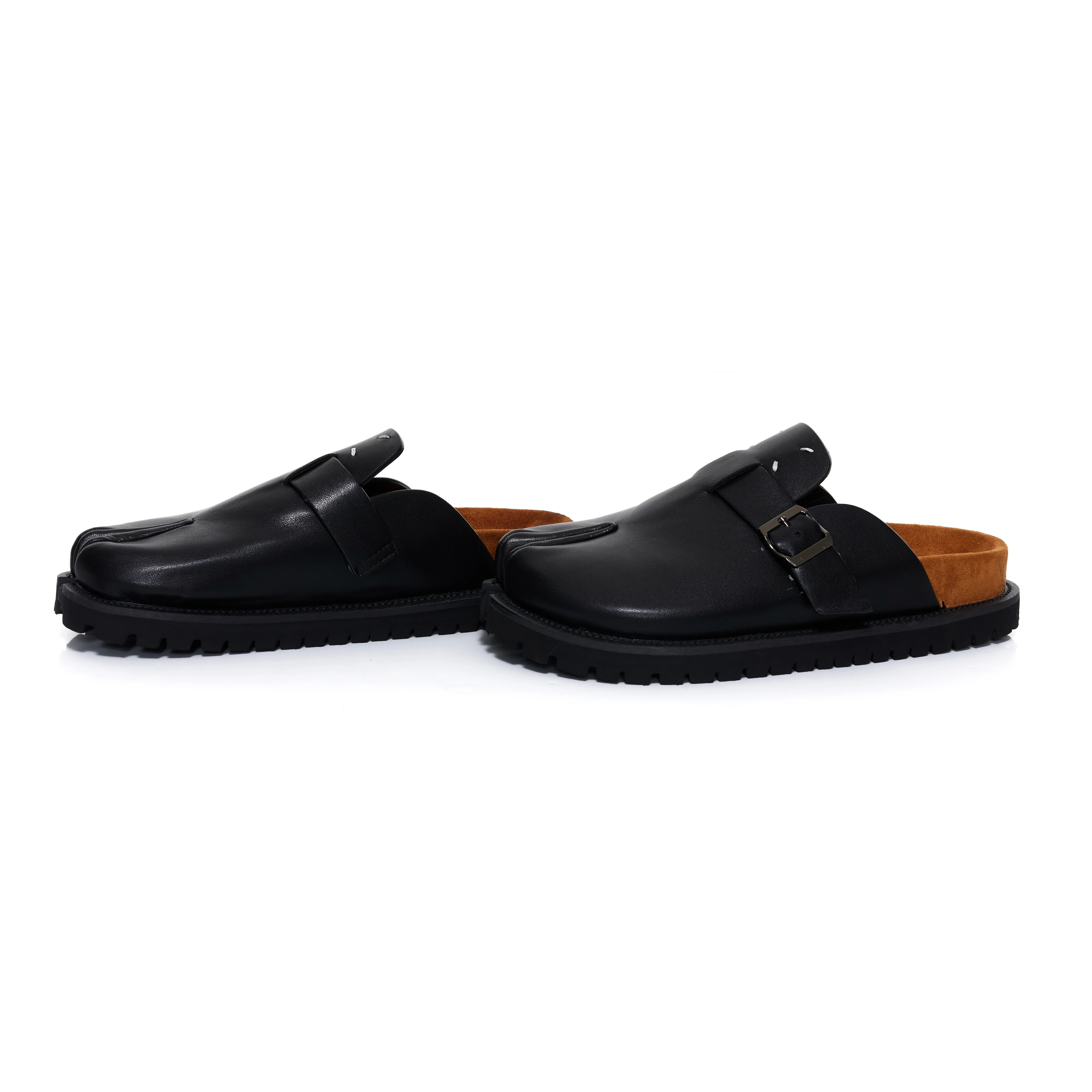 New Tabi shoes men's and women's leather slippers breathable split toe shoes thick soled Boken shoes with a sense of luxury