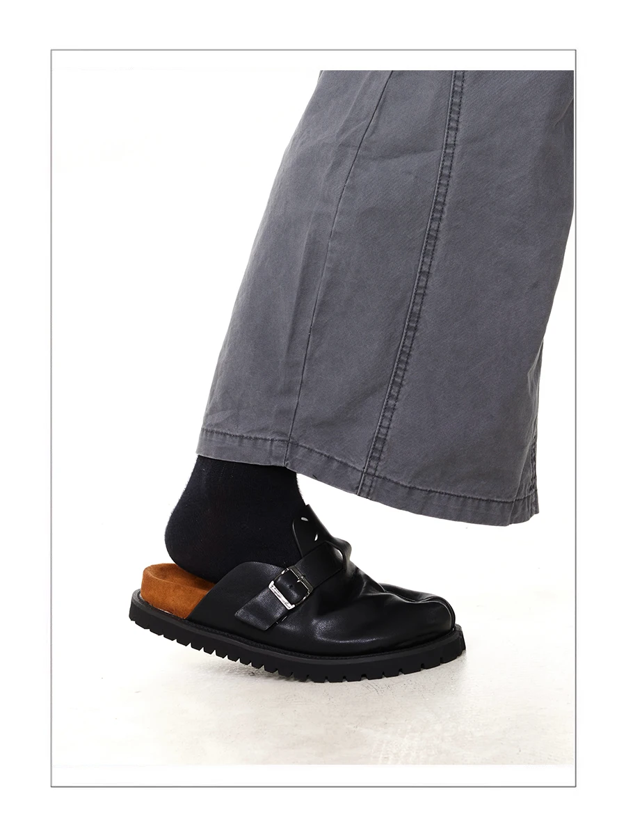 New Tabi shoes men's and women's leather slippers breathable split toe shoes thick soled Boken shoes with a sense of luxury