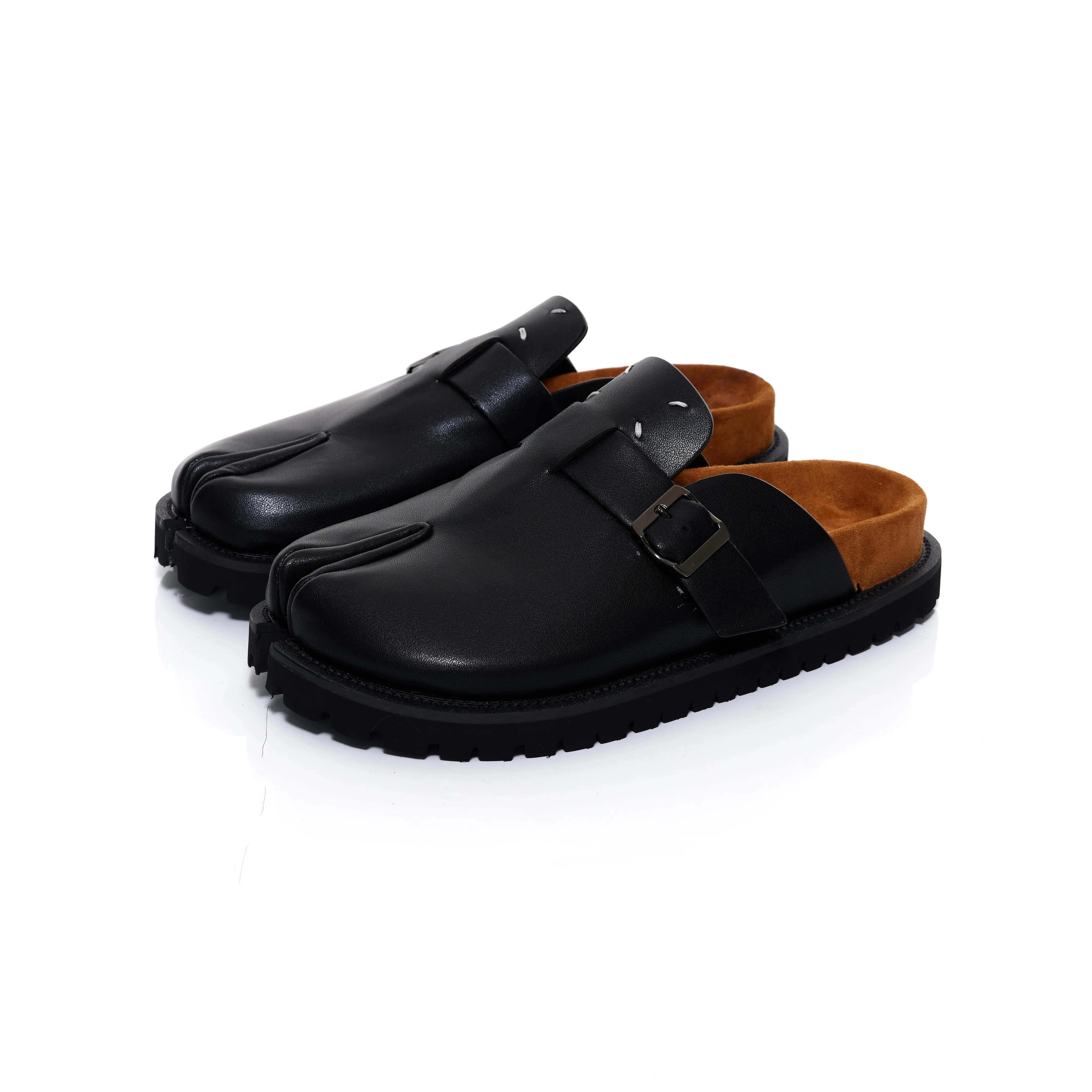 New Tabi shoes men's and women's leather slippers breathable split toe shoes thick soled Boken shoes with a sense of luxury