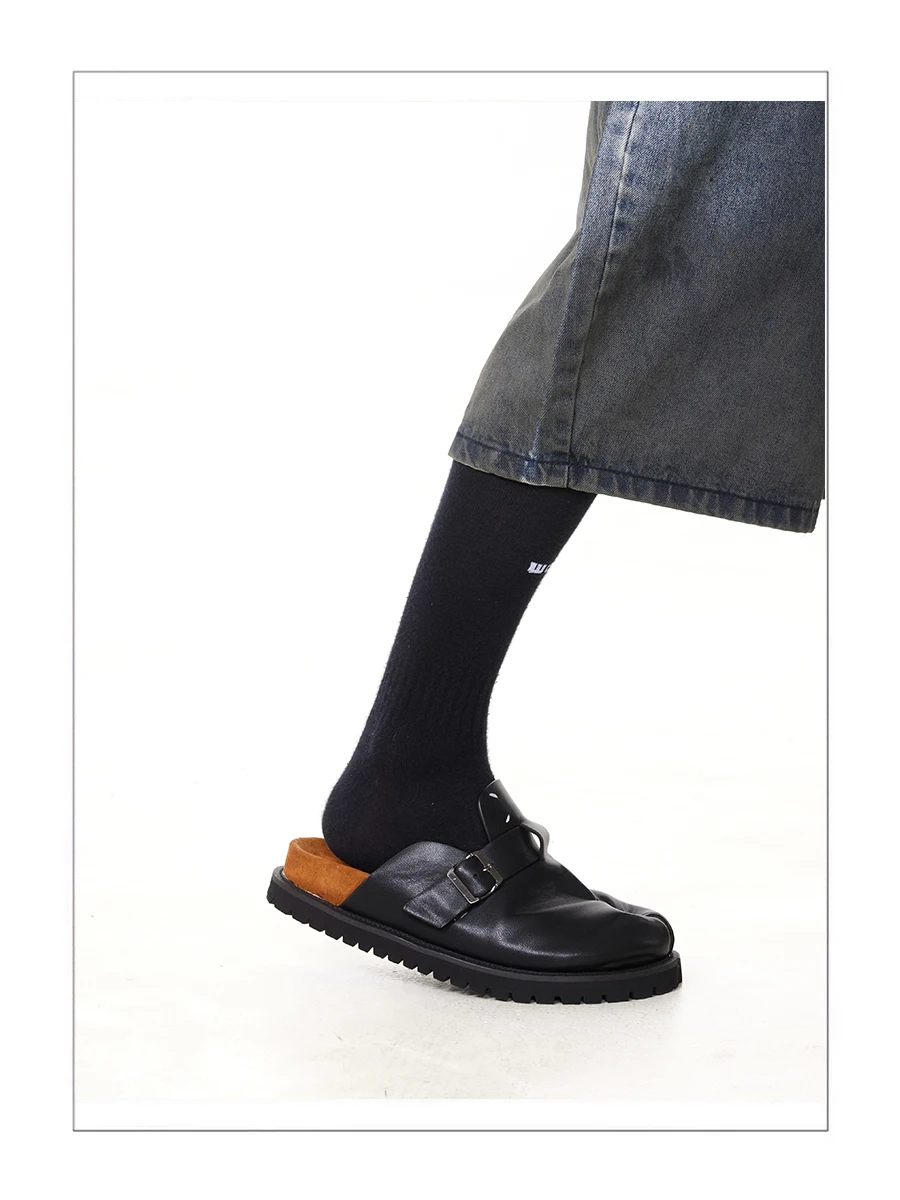 New Tabi shoes men's and women's leather slippers breathable split toe shoes thick soled Boken shoes with a sense of luxury