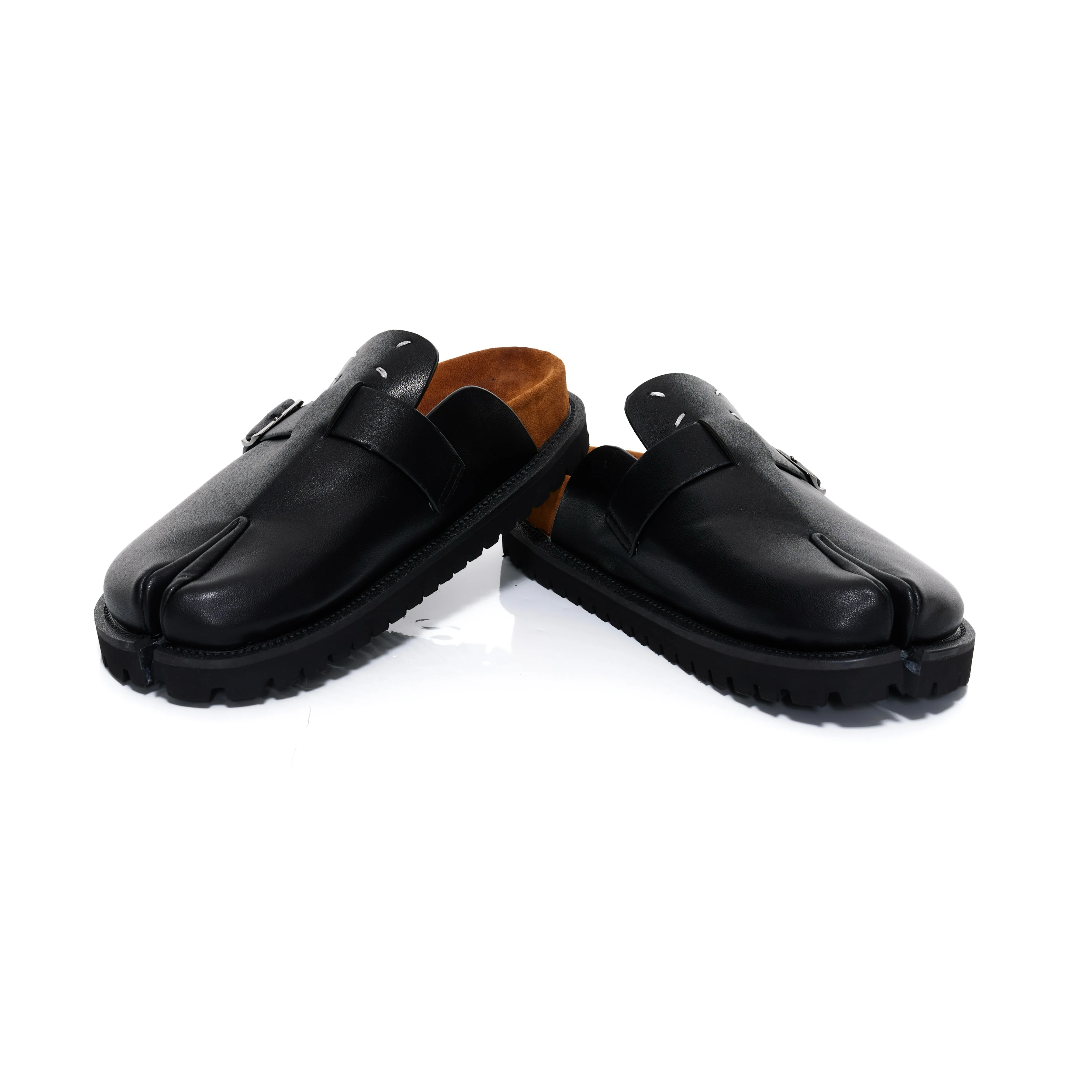New Tabi shoes men's and women's leather slippers breathable split toe shoes thick soled Boken shoes with a sense of luxury