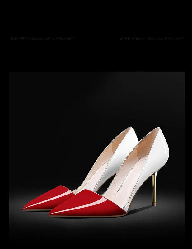 2025 New Four Seasons Customized Shoes Color Blocked Pointed High Heels Shallow Mouth Women's Sandals
