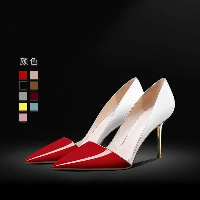 2025 New Four Seasons Customized Shoes Color Blocked Pointed High Heels Shallow Mouth Women's Sandals