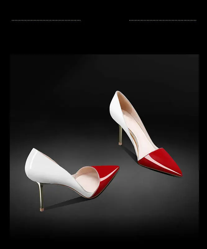 2025 New Four Seasons Customized Shoes Color Blocked Pointed High Heels Shallow Mouth Women's Sandals