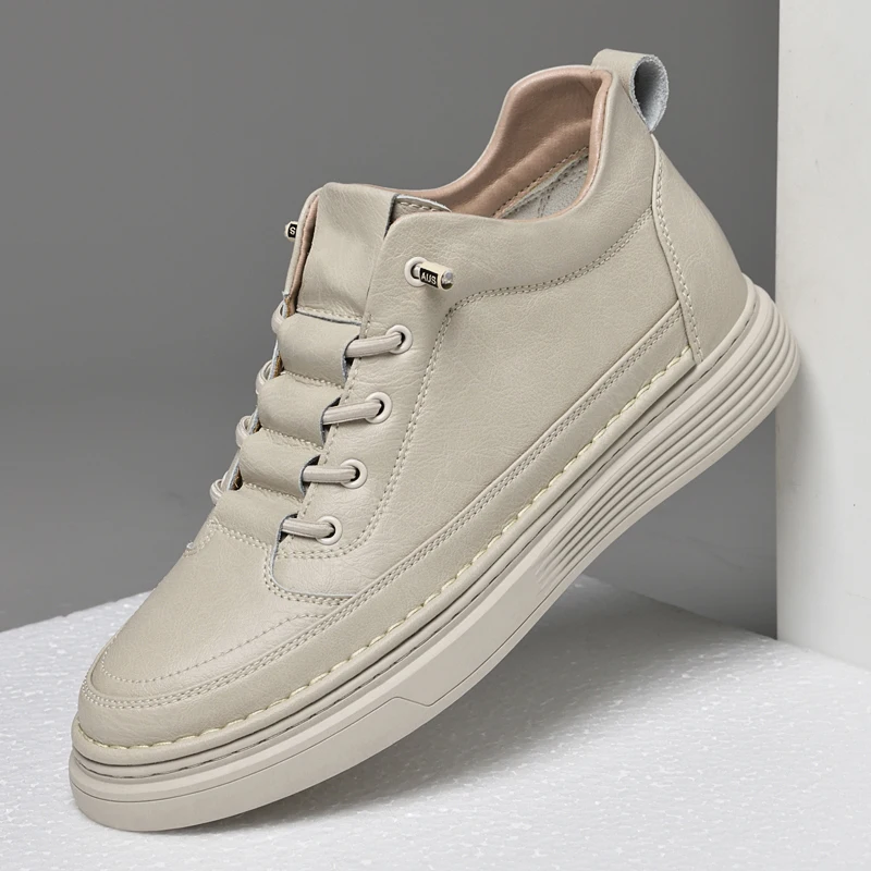 Men Internal Height Increasing Oxford Shoes Casual Leather Shoes Fashion Internal Height Increasing Shoes Outdoor Male Sneakers
