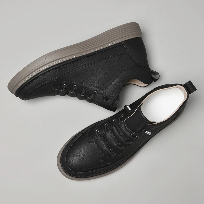Men Internal Height Increasing Oxford Shoes Casual Leather Shoes Fashion Internal Height Increasing Shoes Outdoor Male Sneakers