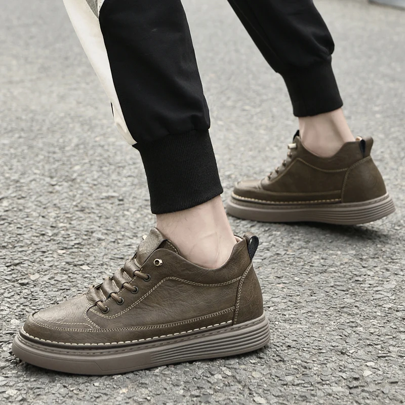 Men Internal Height Increasing Oxford Shoes Casual Leather Shoes Fashion Internal Height Increasing Shoes Outdoor Male Sneakers
