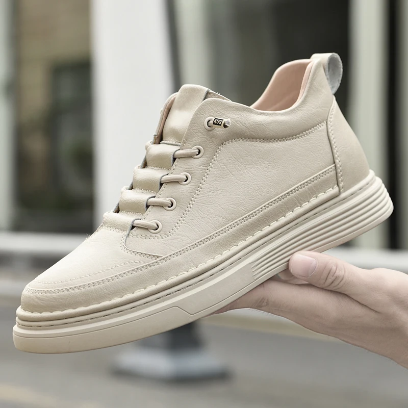 Men Internal Height Increasing Oxford Shoes Casual Leather Shoes Fashion Internal Height Increasing Shoes Outdoor Male Sneakers