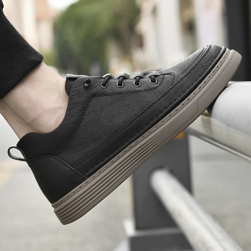 Men Internal Height Increasing Oxford Shoes Casual Leather Shoes Fashion Internal Height Increasing Shoes Outdoor Male Sneakers