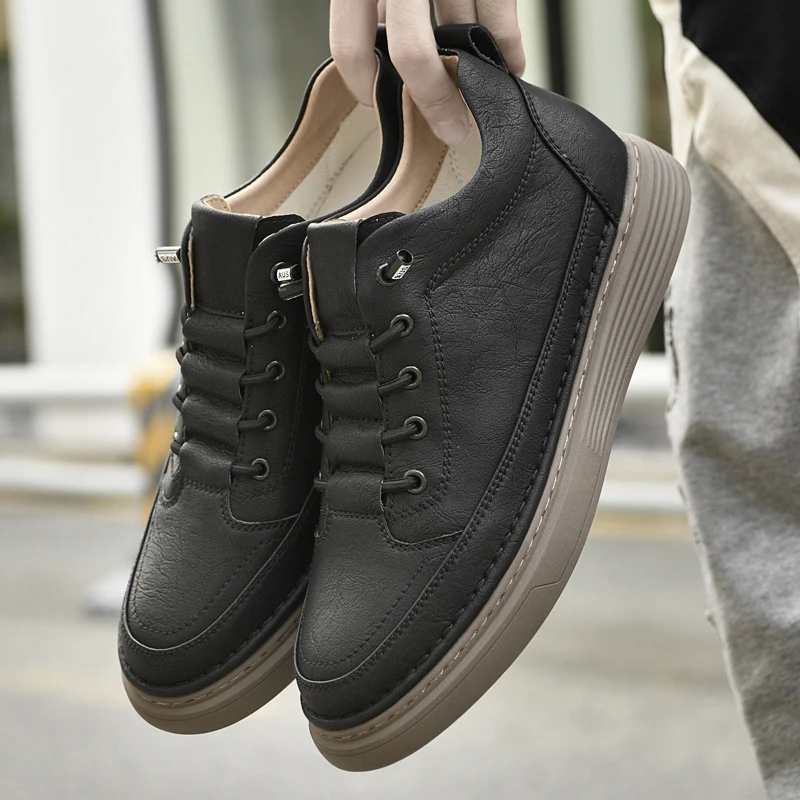 Men Internal Height Increasing Oxford Shoes Casual Leather Shoes Fashion Internal Height Increasing Shoes Outdoor Male Sneakers