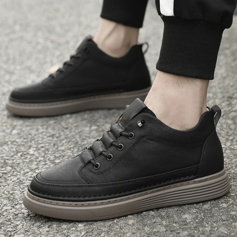 Men Internal Height Increasing Oxford Shoes Casual Leather Shoes Fashion Internal Height Increasing Shoes Outdoor Male Sneakers