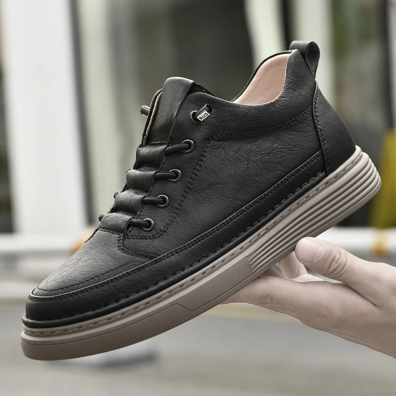 Men Internal Height Increasing Oxford Shoes Casual Leather Shoes Fashion Internal Height Increasing Shoes Outdoor Male Sneakers