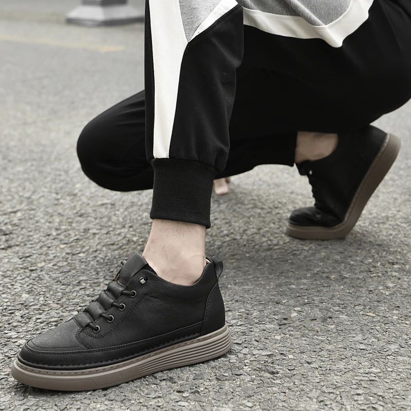 Men Internal Height Increasing Oxford Shoes Casual Leather Shoes Fashion Internal Height Increasing Shoes Outdoor Male Sneakers