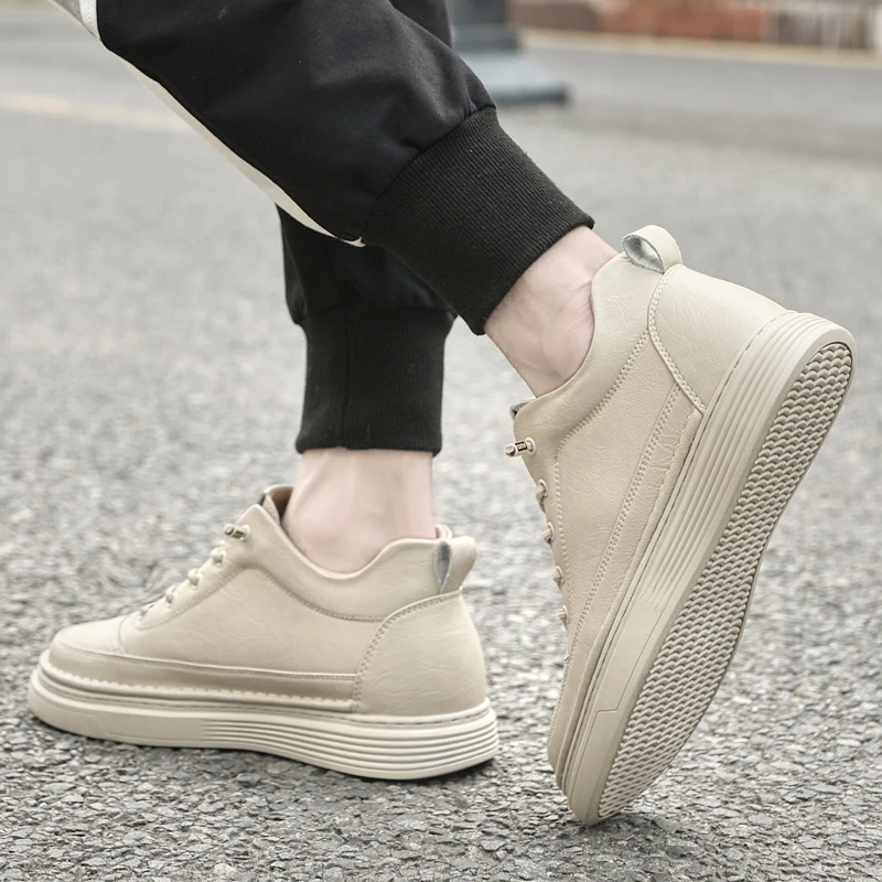 Men Internal Height Increasing Oxford Shoes Casual Leather Shoes Fashion Internal Height Increasing Shoes Outdoor Male Sneakers