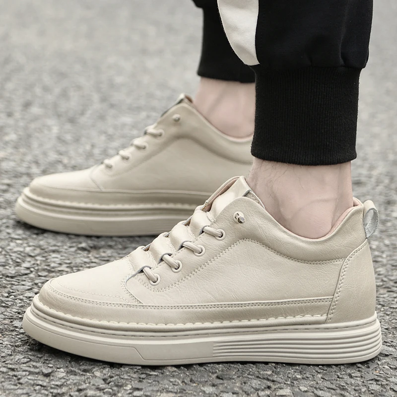 Men Internal Height Increasing Oxford Shoes Casual Leather Shoes Fashion Internal Height Increasing Shoes Outdoor Male Sneakers