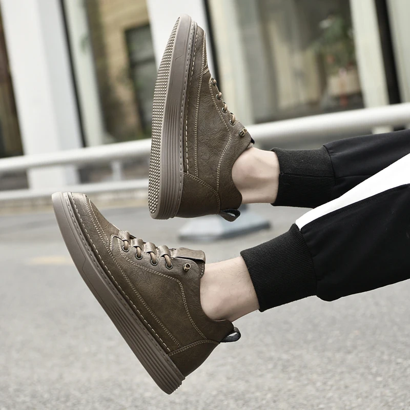 Men Internal Height Increasing Oxford Shoes Casual Leather Shoes Fashion Internal Height Increasing Shoes Outdoor Male Sneakers