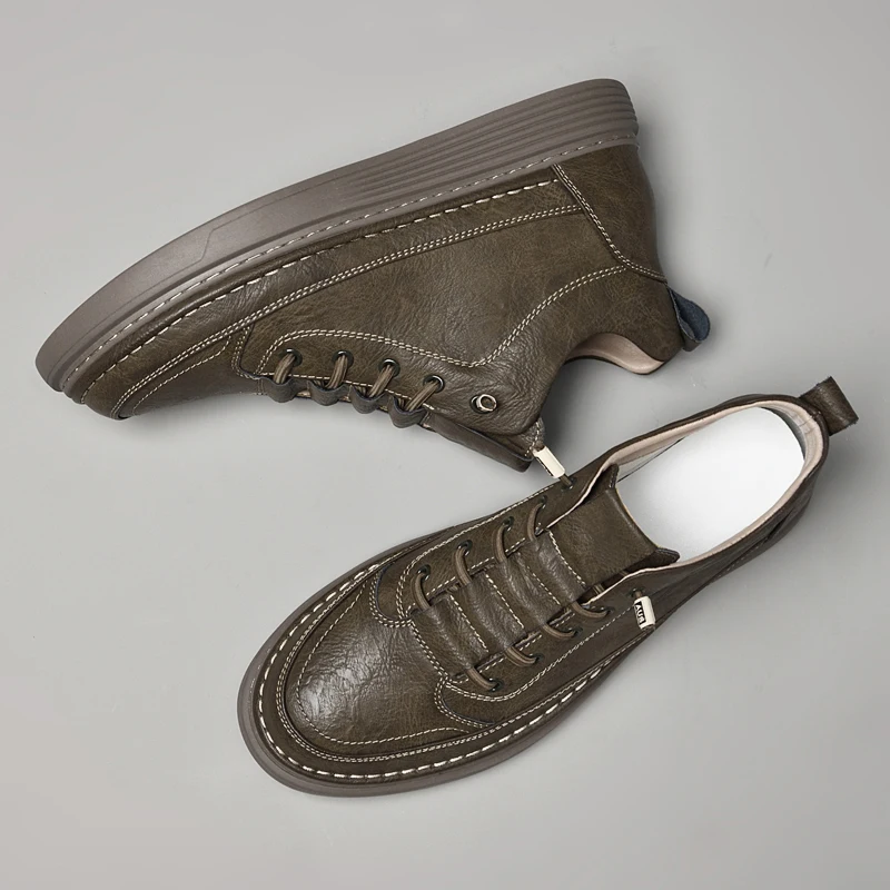 Men Internal Height Increasing Oxford Shoes Casual Leather Shoes Fashion Internal Height Increasing Shoes Outdoor Male Sneakers