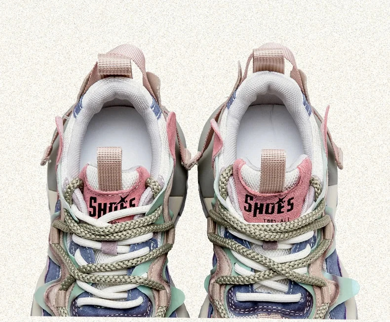 4.5CM New Fashion Mixed Colors Casual Sneakers Women Summer Air Mesh Genuine Leather Thick Sole Height Increasing Platform Shoes