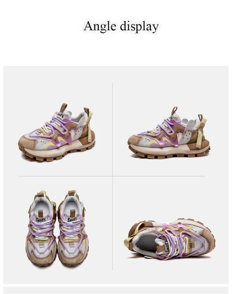 4.5CM New Fashion Mixed Colors Casual Sneakers Women Summer Air Mesh Genuine Leather Thick Sole Height Increasing Platform Shoes