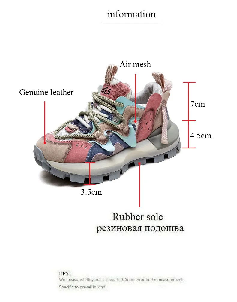 4.5CM New Fashion Mixed Colors Casual Sneakers Women Summer Air Mesh Genuine Leather Thick Sole Height Increasing Platform Shoes