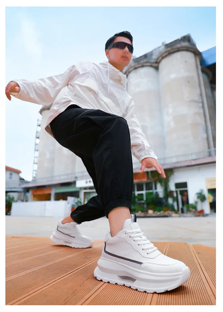 Luxury Elevator Shoes Men's Sneakers Height Increasing Invisible 6 8 10CM Heighten Sports Man Taller Lift White Thick Sole Shoes