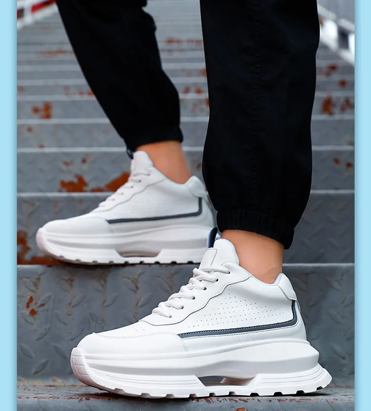 Luxury Elevator Shoes Men's Sneakers Height Increasing Invisible 6 8 10CM Heighten Sports Man Taller Lift White Thick Sole Shoes